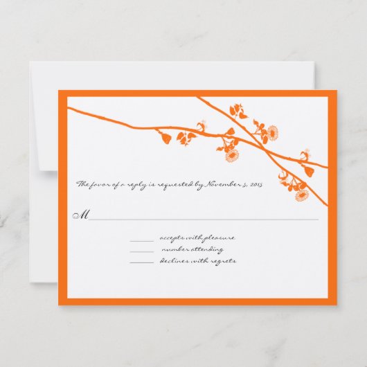 Orange Coral Wild Blume Branches Wedding RSVP (Rückseite)