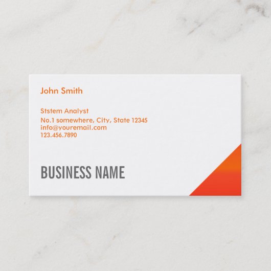 Orange Corner System Analyst Business Card Visitenkarte (Vorderseite)