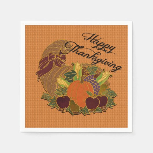 Orange Cornucopia Erntedank Napkins Serviette (Vorderseite)
