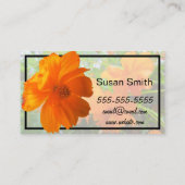 Orange Cosmos-Blume auf Grün Visitenkarte (Rückseite)