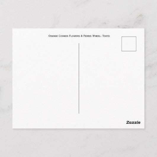 Orange Cosmos Blume & Riesenrad: Tokyo Postca Postkarte (Rückseite)