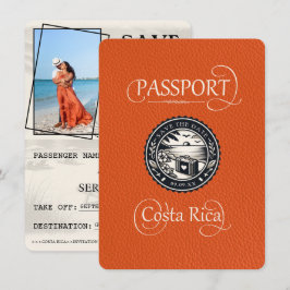 Orange Costa Rica Passport Save The Date