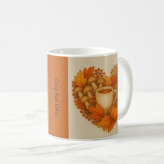 Orange Cosy Fall vibes cocoa Pumpkin Blätter Kaffeetasse (VorderseiteRechts)