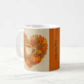 Orange Cosy Fall vibes cocoa Pumpkin Blätter Kaffeetasse (Vorderseite Links)