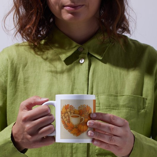 Orange Cosy Fall vibes cocoa Pumpkin Blätter Kaffeetasse