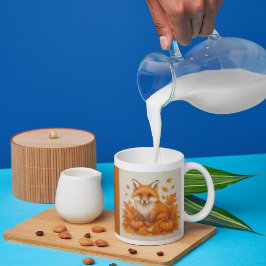 Orange Cosy Fall vibes fox Pumpkin Blätter Kaffeetasse