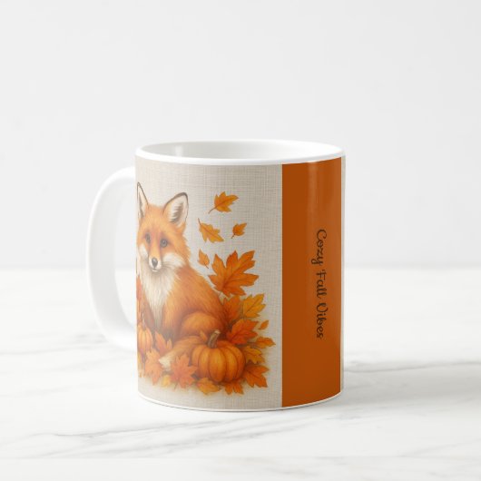 Orange Cosy Fall vibes fox Pumpkin Blätter Kaffeetasse (Vorderseite Links)