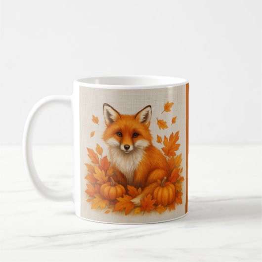 Orange Cosy Fall vibes fox Pumpkin Blätter Kaffeetasse (Links)