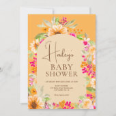 Orange Country Blumenwasser-Farbe Babydusche Einladung (Vorderseite)