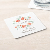 Orange Country Floral Monogram Untersetzer (angewinkelt)