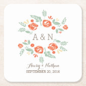Orange Country Floral Monogram Untersetzer (Vorderseite)
