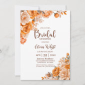 Orange Country Rose Floral Brautparty Einladung (Vorderseite)