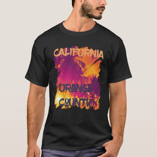 Orange County Beach Palm trees California Vacation T-Shirt (Vorderseite)