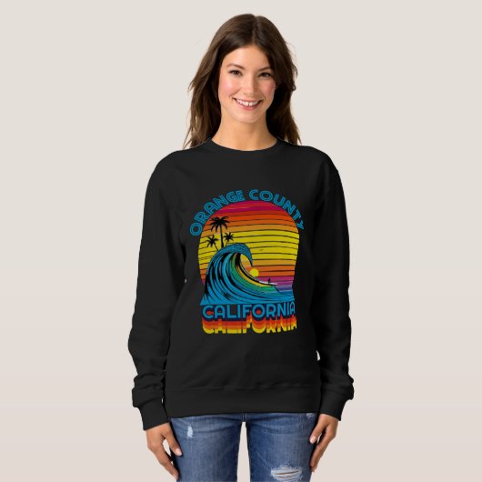Orange County Retro Throwback Surf & Beach Souveni Sweatshirt (Vorne ganz)