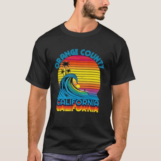 Orange County Retro Throwback Surf & Beach Souveni T-Shirt (Vorderseite)