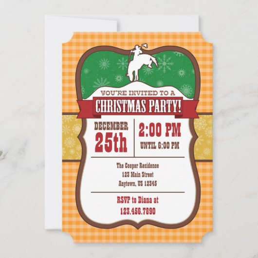 Orange Cowboy Christmas Party Einladung (Vorderseite)