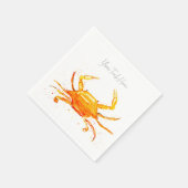 Orange Crab Blue Vintag Boho Beach Party Serviette (Ecke)