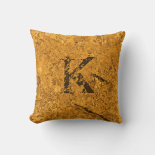Orange Cracked Natural Rock Texture Custom Initial Kissen