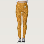 Orange Cracked Natural Rock Texture Initial Custom Leggings (Vorderseite)