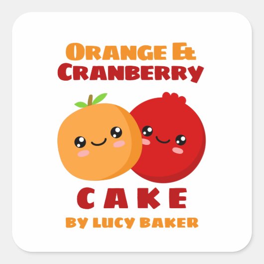 Orange & Cranberry Cake Quadratischer Aufkleber (Vorderseite)