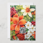 Orange-, Cranberry- und Grünblütenhochzeit Einladung (Rückseite)