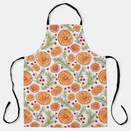 Orange, Cranberry und Rosemary Holiday Wasserfarbe Schürze