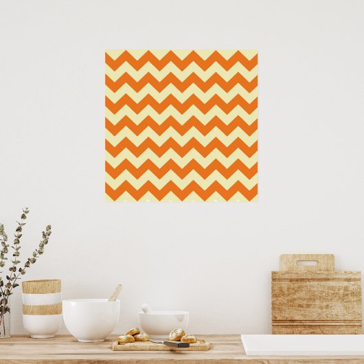 Orange Cream Citrus Zickzack ZigZag Streifen Gesch Poster (Küche)