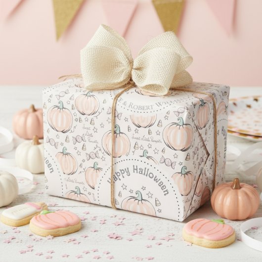 Orange & Cream Little Pumpkin Baby Halloween Geschenkpapier