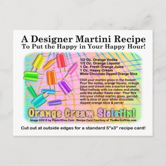 Orange Cream Sickletini Ice Creme Martini Postkart Postkarte (Vorderseite)