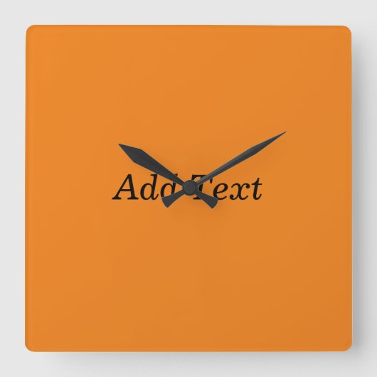Orange Create Your Own Add Text Custom Quadratische Wanduhr (Vorderseite)