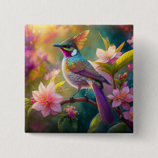 Orange Created Rainbow Jay Fantasy Bird Button