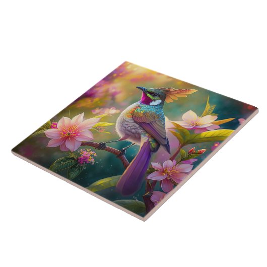 Orange Created Rainbow Jay Fantasy Bird Fliese (Seite)