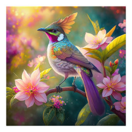 Orange Created Rainbow Jay Fantasy Bird Fotodruck