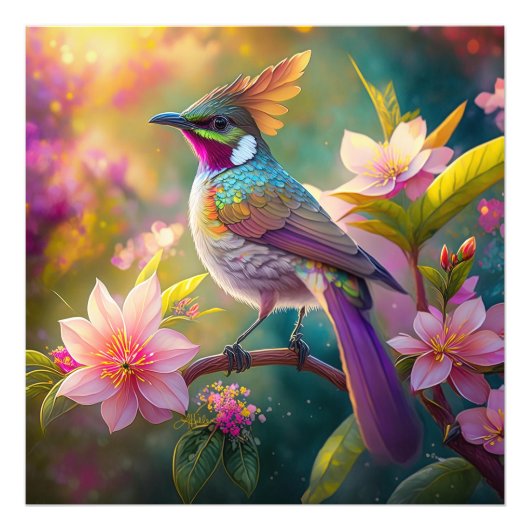 Orange Created Rainbow Jay Fantasy Bird Fotodruck (Vorne)
