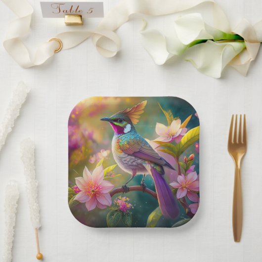 Orange Created Rainbow Jay Fantasy Bird Pappteller (Hochzeit)