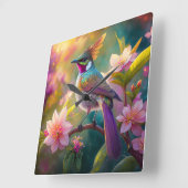 Orange Created Rainbow Jay Fantasy Bird Quadratische Wanduhr (Winkel)