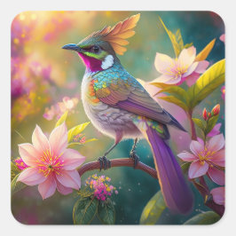 Orange Created Rainbow Jay Fantasy Bird Quadratischer Aufkleber