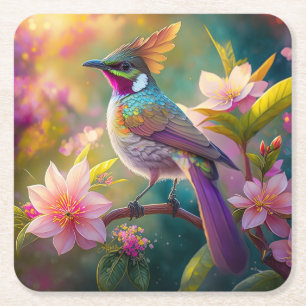 Orange Created Rainbow Jay Fantasy Bird Rechteckiger Pappuntersetzer