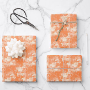 Orange & Creme Abstrakte Farbe Geschenkpapier Set