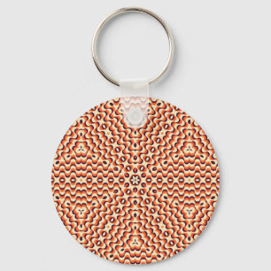 Orange, Creme, Braune Blumen Kunst Nahtlos Schlüsselanhänger