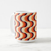 Orange, Creme, braune Retro Abstrakte Kunst Kaffeetasse (Vorderseite Links)