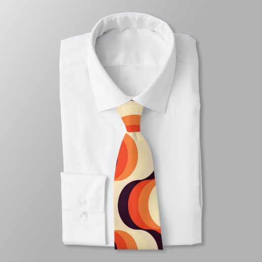 Orange, Creme, braune Retro Abstrakte Kunst Krawatte (Gebunden)