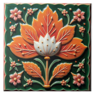 Orange Creme Flora Fliese
