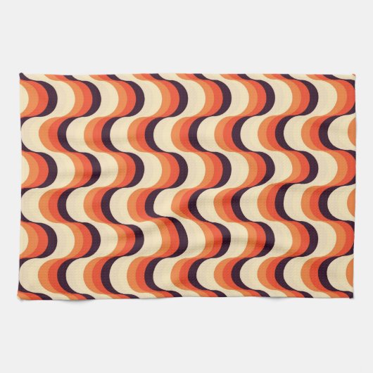Orange, Creme, Retro Jahr-abstrakte Kunst Browns Handtuch (Horizontal)