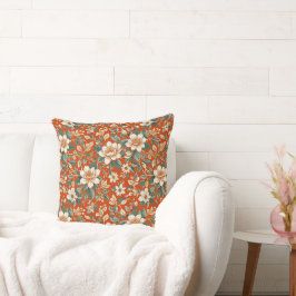 Orange, Creme und Aquamarine Hütte Kissen