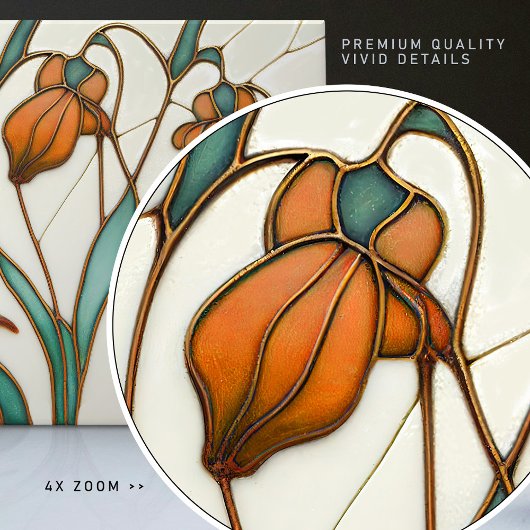 Orange Crocus Wall Deco, Jugendstil Art Deco Fliese