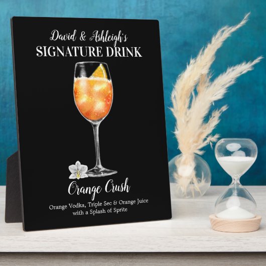 Orange Crush PERSONALISIERT Signature Drink Plaque Fotoplatte (Seite)