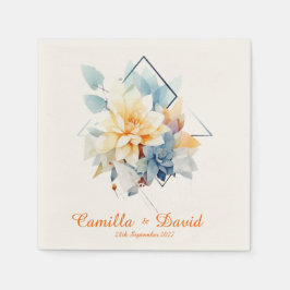 Orange Cub-Flower: Personalized Wedding Napkins Serviette