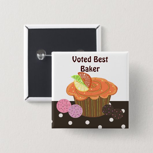 Orange Cupcake Best Baker Button (Vorne & Hinten)