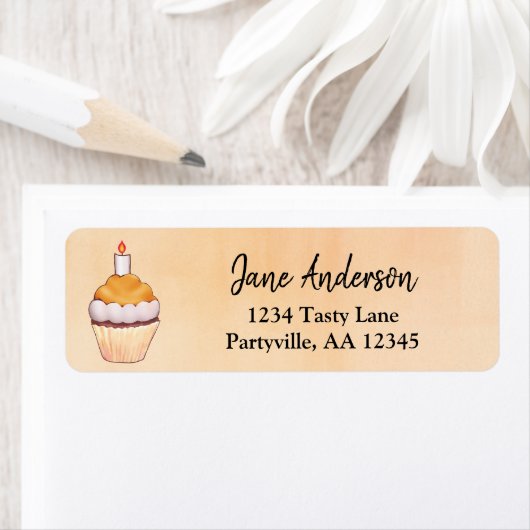 Orange Cupcake Wasserfarbenadresse (Insitu)